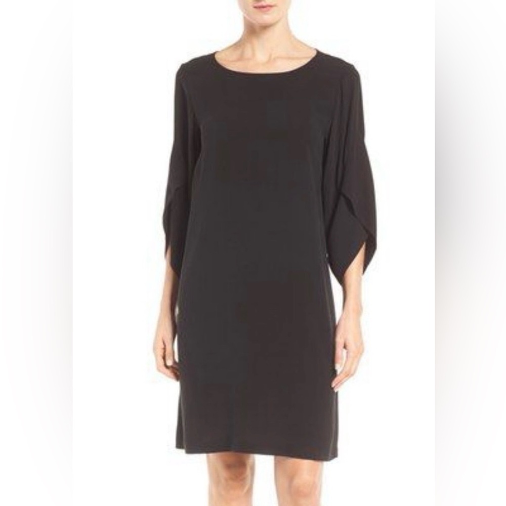 Eileen Fisher Silk Folded Sleeve Ballet neck Dress - Picture 6 of 6